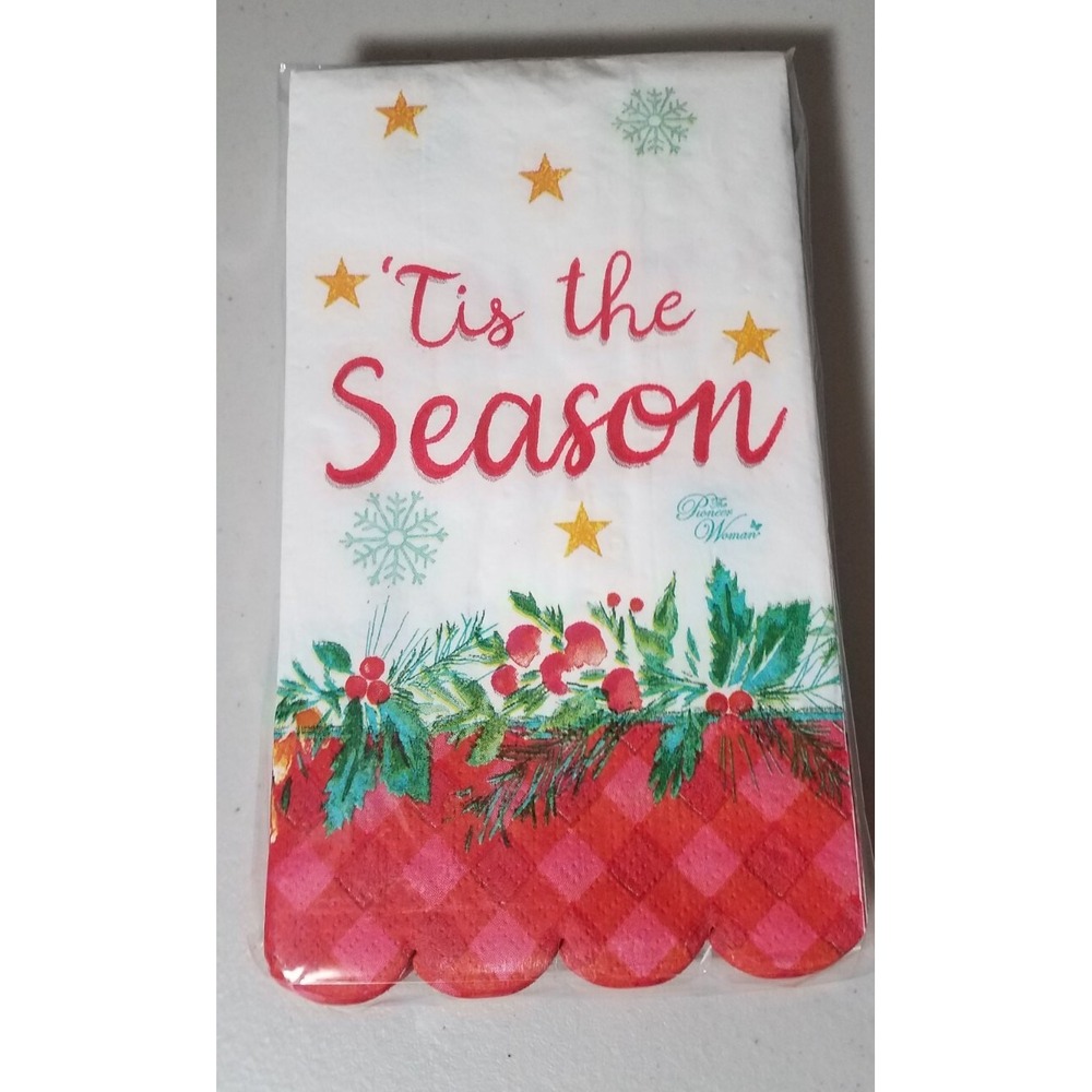 The Pioneer Woman Christmas Wreath Paper Dinner Napkins 24 count NEW